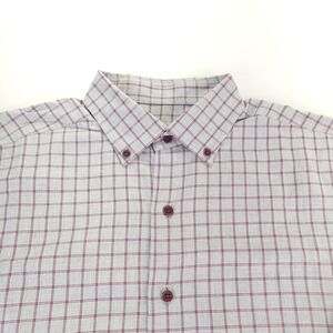 David Donahue Shirt Mens‎ Large 16.5 Fusion Maroon Check Button Up Long Sleeve